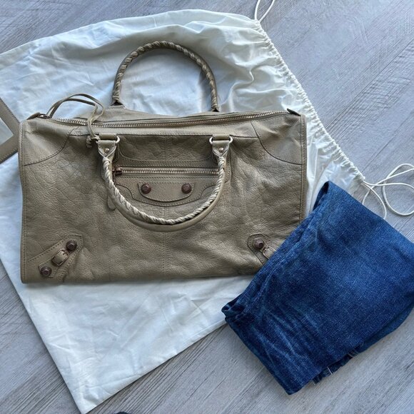 BALENCIAGA LE CITY LARGE BEIGE HANDBAG - Picture 2 of 13